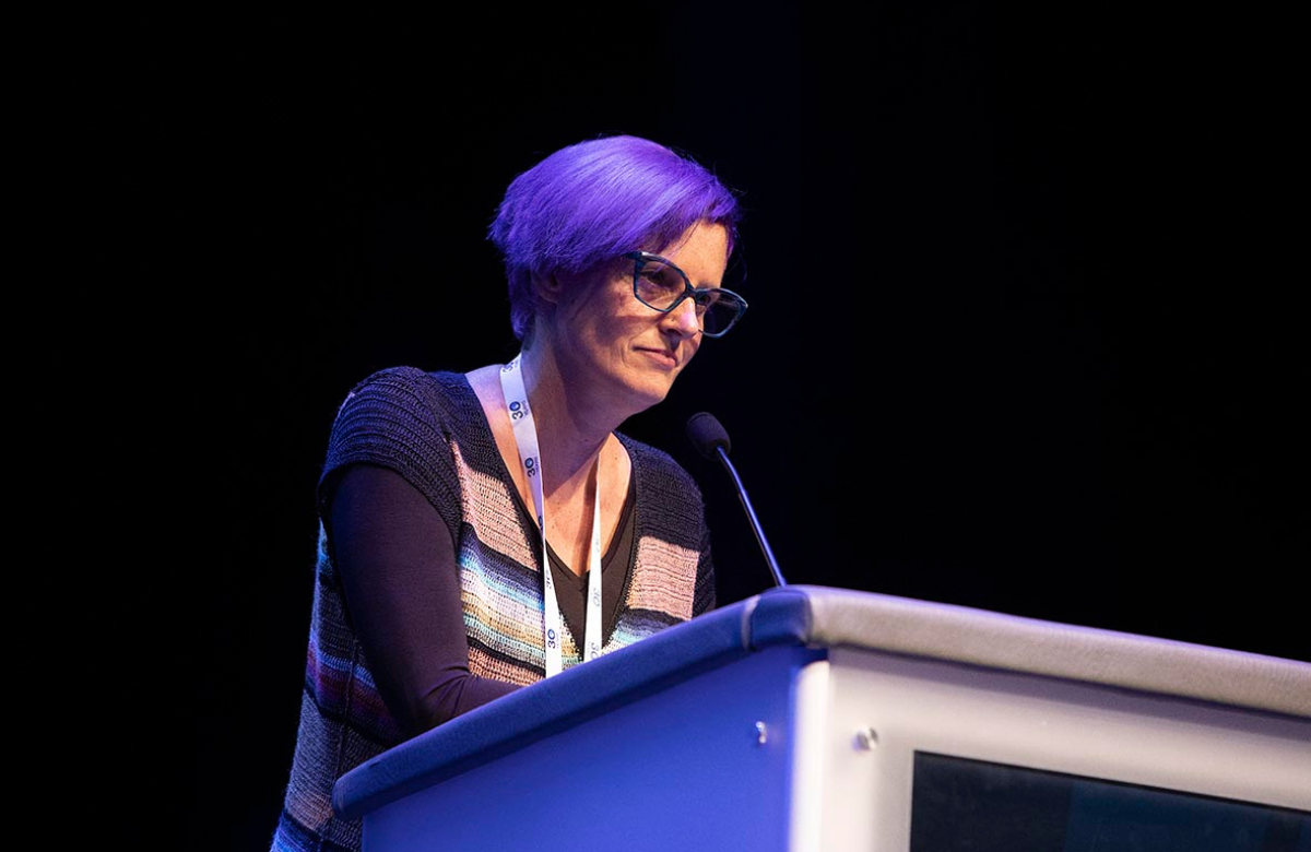 Professor Chloe Orkin presenting at HIV Glasgow 2022. Image by Alan Donaldson Photography.